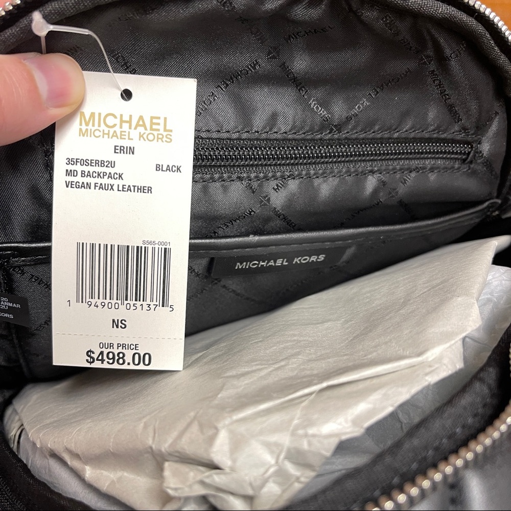 Michael Kors Erin Medium Quilted Backpack - Black/Silver - Picture 9 of 9